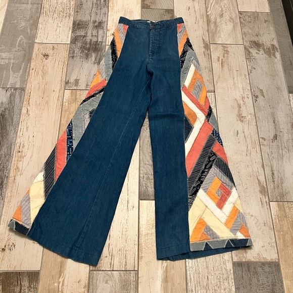 We The Free Denim - We The Free Rare Stick by Your Side Boho Patchwork Flare Jeans, Size 24 …
